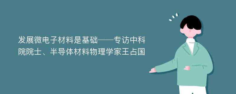 发展微电子材料是基础──专访中科院院士、半导体材料物理学家王占国